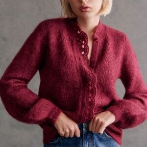 Sezane Angie Cardigan Rosewood - Size XS